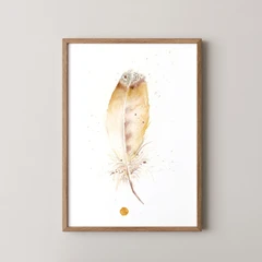 Image of a feather watercolor painting by Shayna Larsen, originals & prints available