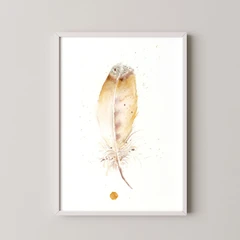 Image of a feather watercolor painting by Shayna Larsen, originals & prints available