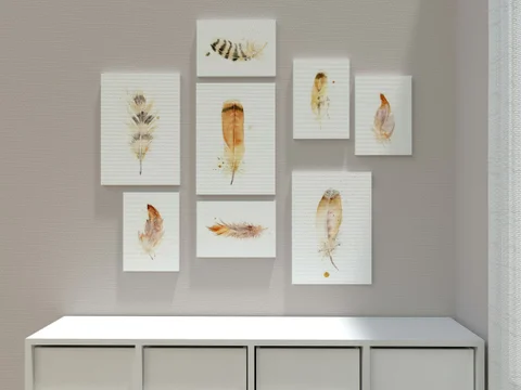 Image of a feather watercolor painting by Shayna Larsen, originals & prints available