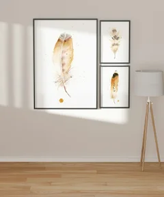 Image of a feather watercolor painting by Shayna Larsen, originals & prints available