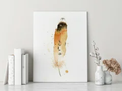 Image of a feather watercolor painting by Shayna Larsen, originals & prints available