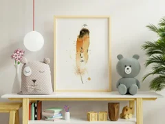 Image of a feather watercolor painting by Shayna Larsen, originals & prints available