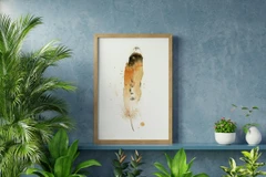 Image of a feather watercolor painting by Shayna Larsen, originals & prints available