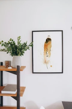 Image of a feather watercolor painting by Shayna Larsen, originals & prints available