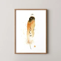 Image of a feather watercolor painting by Shayna Larsen, originals & prints available