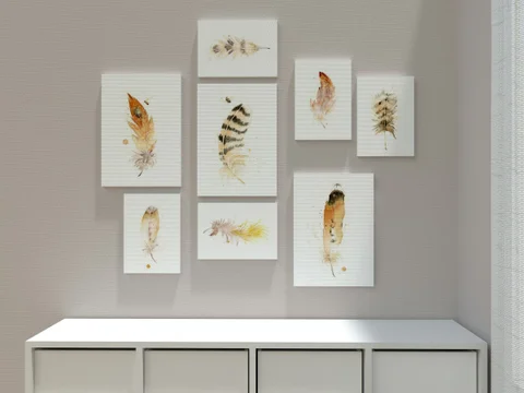 Image of a feather watercolor painting by Shayna Larsen, originals & prints available