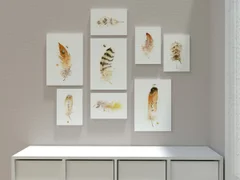 Image of a feather watercolor painting by Shayna Larsen, originals & prints available