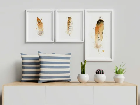 Image of a feather watercolor painting by Shayna Larsen, originals & prints available