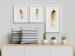 Image of a feather watercolor painting by Shayna Larsen, originals & prints available