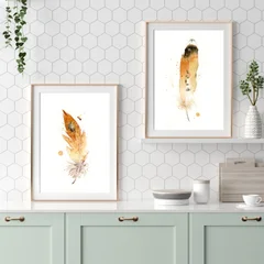 Image of a feather watercolor painting by Shayna Larsen, originals & prints available