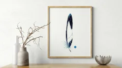 Image of a feather watercolor painting by Shayna Larsen, originals & prints available