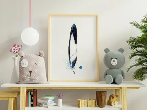 Image of a feather watercolor painting by Shayna Larsen, originals & prints available