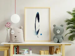 Image of a feather watercolor painting by Shayna Larsen, originals & prints available