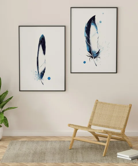 Image of a feather watercolor painting by Shayna Larsen, originals & prints available