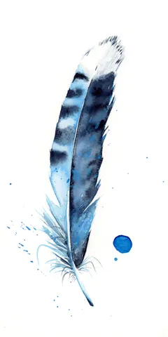 Image of a feather watercolor painting by Shayna Larsen, originals & prints available