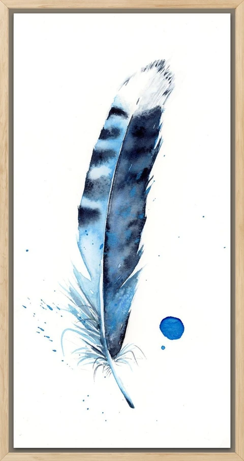 Image of a feather watercolor painting by Shayna Larsen, originals & prints available