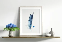 Image of a feather watercolor painting by Shayna Larsen, originals & prints available