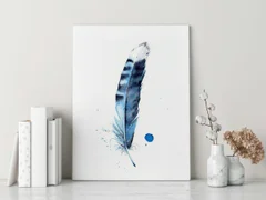 Image of a feather watercolor painting by Shayna Larsen, originals & prints available
