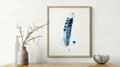 Image of a feather watercolor painting by Shayna Larsen, originals & prints available