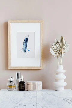 Image of a feather watercolor painting by Shayna Larsen, originals & prints available