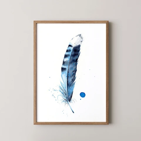 Image of a feather watercolor painting by Shayna Larsen, originals & prints available