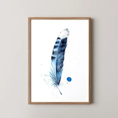 Image of a feather watercolor painting by Shayna Larsen, originals & prints available