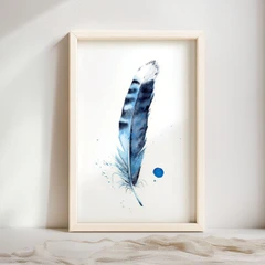 Image of a feather watercolor painting by Shayna Larsen, originals & prints available