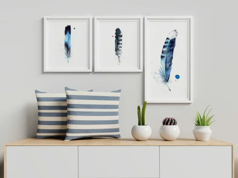 Image of a feather watercolor painting by Shayna Larsen, originals & prints available