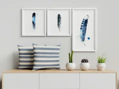 Image of a feather watercolor painting by Shayna Larsen, originals & prints available