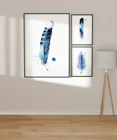 Image of a feather watercolor painting by Shayna Larsen, originals & prints available