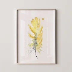 Image of a feather watercolor painting by Shayna Larsen, originals & prints available