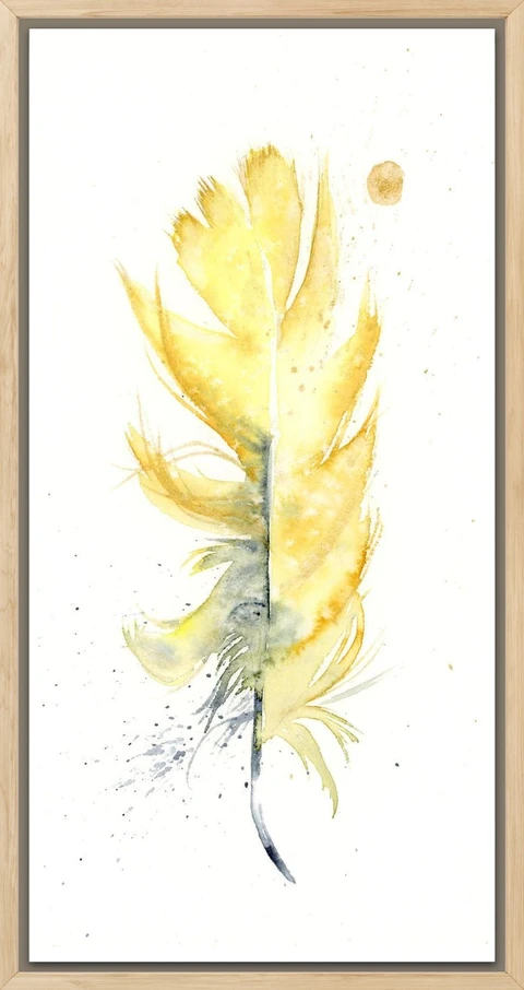 Image of a feather watercolor painting by Shayna Larsen, originals & prints available