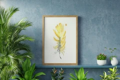 Image of a feather watercolor painting by Shayna Larsen, originals & prints available
