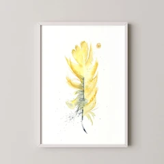 Image of a feather watercolor painting by Shayna Larsen, originals & prints available