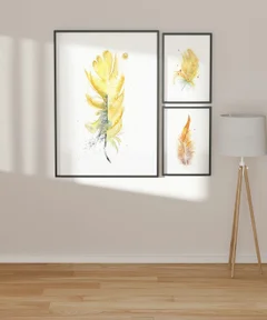Image of a feather watercolor painting by Shayna Larsen, originals & prints available