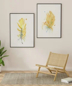 Image of a feather watercolor painting by Shayna Larsen, originals & prints available