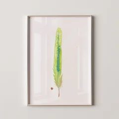 Image of a feather watercolor painting by Shayna Larsen, originals & prints available