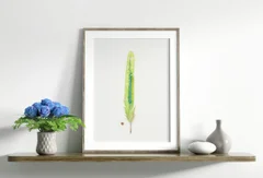 Image of a feather watercolor painting by Shayna Larsen, originals & prints available