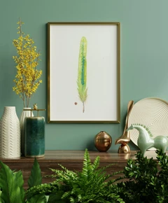 Image of a feather watercolor painting by Shayna Larsen, originals & prints available