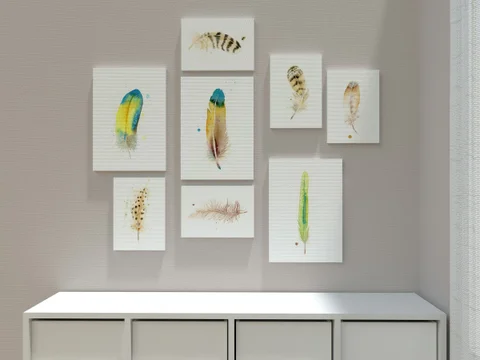 Image of a feather watercolor painting by Shayna Larsen, originals & prints available