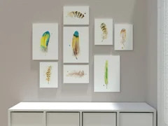 Image of a feather watercolor painting by Shayna Larsen, originals & prints available