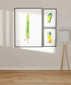 Image of a feather watercolor painting by Shayna Larsen, originals & prints available