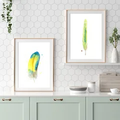 Image of a feather watercolor painting by Shayna Larsen, originals & prints available