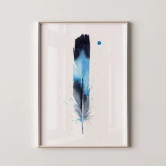 Image of a feather watercolor painting by Shayna Larsen, originals & prints available