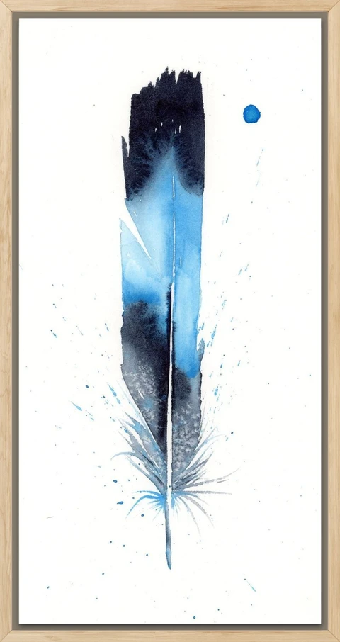 Image of a feather watercolor painting by Shayna Larsen, originals & prints available