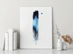 Image of a feather watercolor painting by Shayna Larsen, originals & prints available