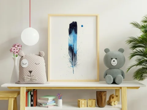 Image of a feather watercolor painting by Shayna Larsen, originals & prints available