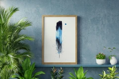 Image of a feather watercolor painting by Shayna Larsen, originals & prints available