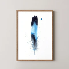 Image of a feather watercolor painting by Shayna Larsen, originals & prints available