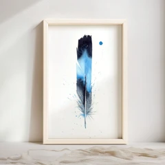 Image of a feather watercolor painting by Shayna Larsen, originals & prints available